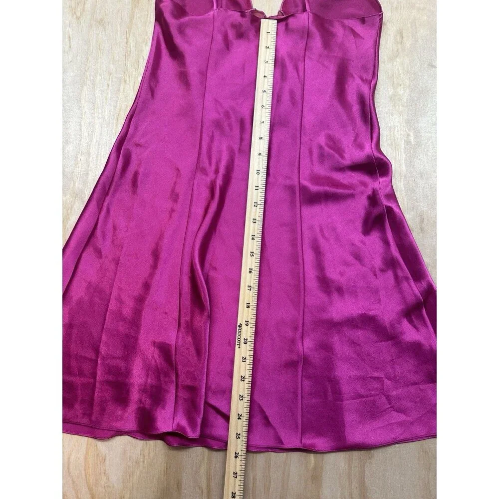 Vintage Erika Taylor Intimates Satin Slip Lingerie Mini Dress S Heart Cutout Y2K